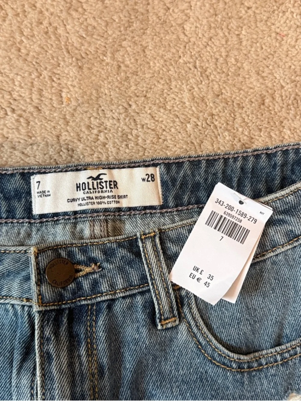 Hollister Ripped Denim Mini Skirt - Light Blue